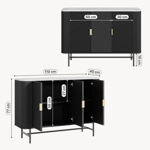 Sideboard Olvehok 110x40x77 cm Svart/Marmorutseende, vit [en.casa]