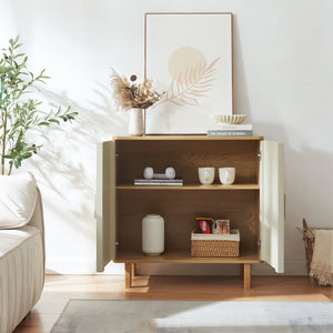 Sideboard Ferrersp med 2 dörrar 80x80x40 cm eklook/sandfärgad [en.casa]
