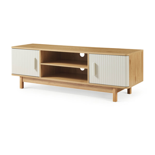 TV-skåp Ferrersp med 2 dörrar 140x40x45 cm eklook/sandfärgad [en.casa]