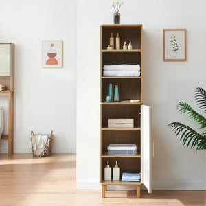 Högskåp Ferrersp 160x42x35 cm Eklook/Sandfärgad [en.casa]