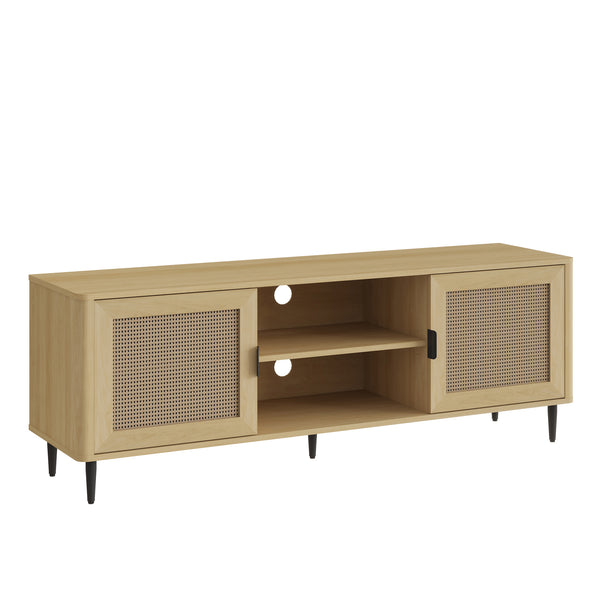 TV-bänk Lukhomso 152x40x54 cm Eklook/Rattanlook [en.casa]
