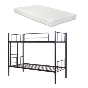Metall-våningssäng Berimma med 2 madrasser 90x200 cm Svart [en.casa]