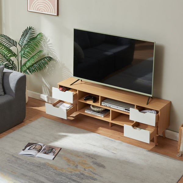 TV-bänk Bordkak 140x30x45 cm Eklook/Vit [en.casa]