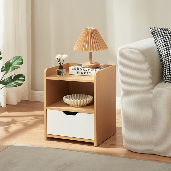 Nattduksbord Bordkak 45x36x34 cm Eklook/Vit [en.casa]