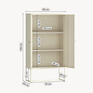Highboard Viitasaari 150x80x40 cm stål krämvit [en.casa]