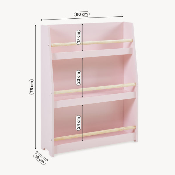 Barnbokhylla Virer 78x60x18 cm Rosa [en.casa]