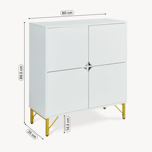 Sideboard Reyri 90x80x35 cm Vit/Guldfärgad [en.casa]