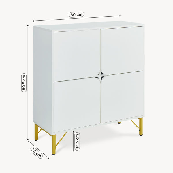 Sideboard Reyri 90x80x35 cm Vit/Guldfärgad [en.casa]