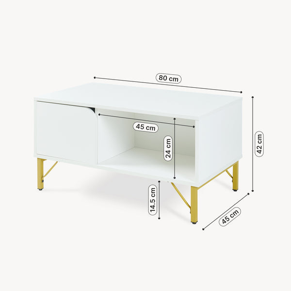 Soffbord Reyri 80x45x42 cm Vit/Guldfärgad