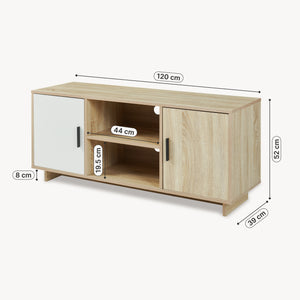 TV-bänk Kenta 120x39x52 cm Sonoma-eklook/Vit [en.casa]