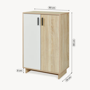 Sidobord Kenta 90x60x35 cm Sonoma-eklook/Vit [en.casa]