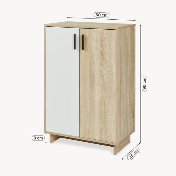 Sidobord Kenta 90x60x35 cm Sonoma-eklook/Vit [en.casa]