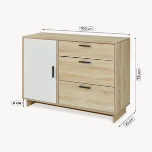 Sideboard Kenta 100x35x72 cm Sonoma-ekoptik/Vit [en.casa]