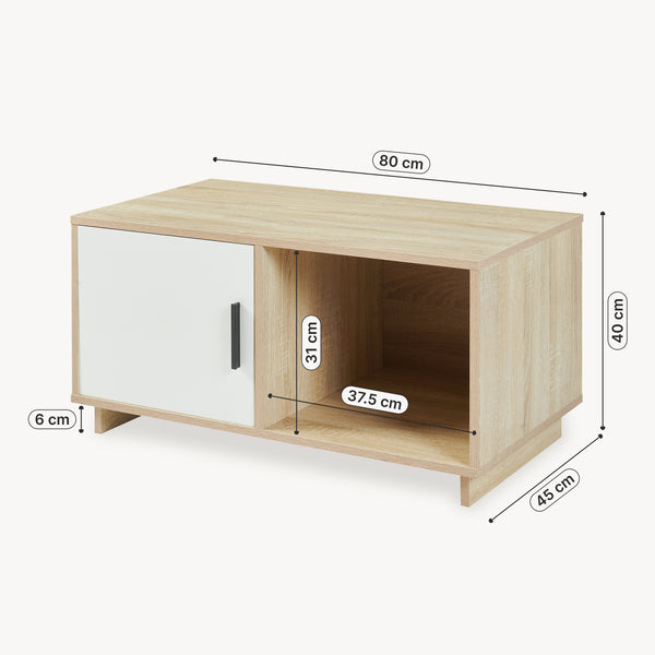 Soffbord Kenta 80x45x40 cm Sonoma-eklook/Vit [en.casa]