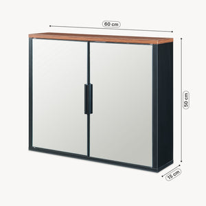 Spegelsskåp Trond 50x60x15 cm Svart/Valnötsutseende [en.casa]