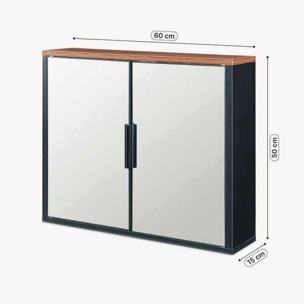 Spegelsskåp Trond 50x60x15 cm Svart/Valnötsutseende [en.casa]