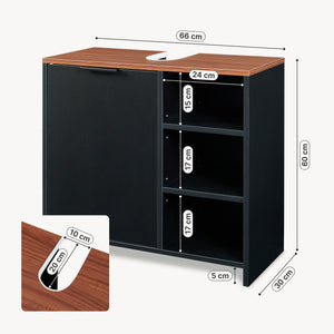 Tvättställsskåp Trond 60x66x30 cm Svart/Valnötsoptik [en.casa]