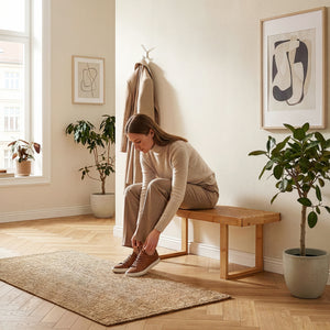 Bänk Aarela 91x41x38 cm Bambus [en.casa]