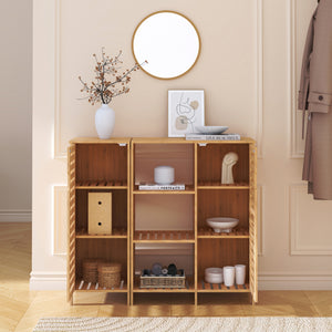Sidobord Hakseri 2-del. 87x99x33 cm Bambus Natur [en.casa]