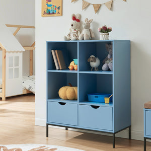 Bokhylla med 2 lådor Colwyn 105x80x40 cm Blå [en.casa]