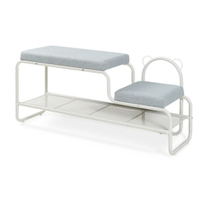 Skobänk med barnpall Jässaatka stål 100x32x46 cm grå [en.casa]
