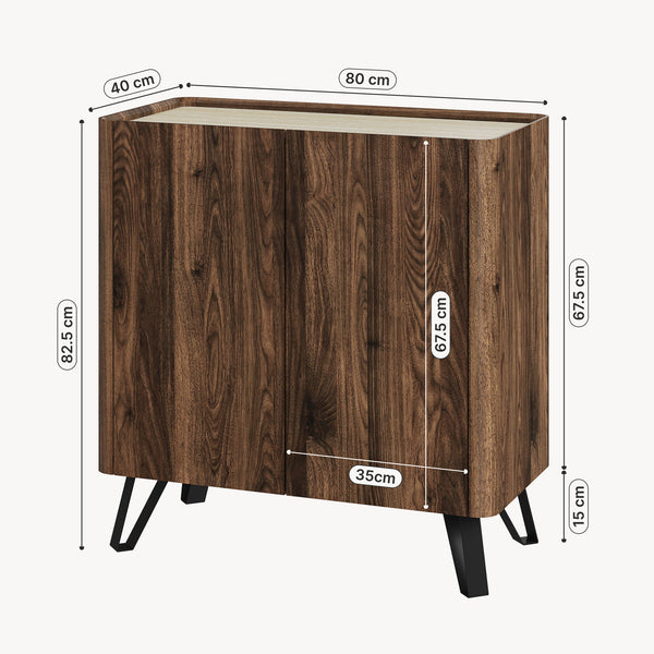 Byrå Trorlon 83x80x40 cm valnötslook/travertin [en.casa]