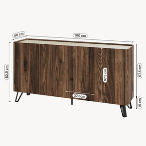Sideboard Trorlon 160x40x83 cm valnötoptik/travertin [en.casa]