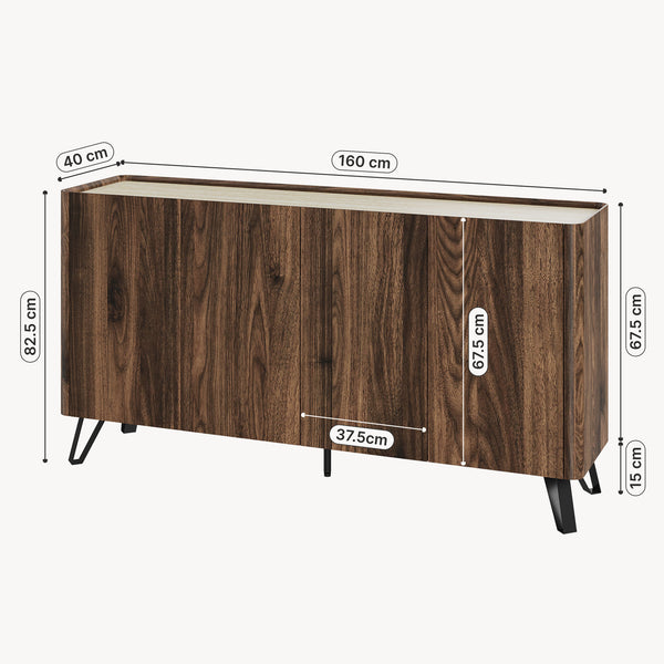 Sideboard Trorlon 160x40x83 cm valnötoptik/travertin [en.casa]