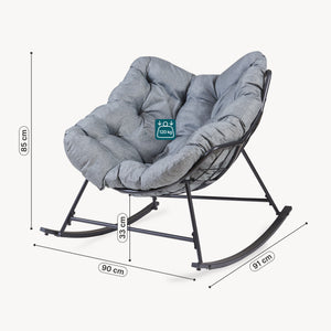 Korg-gungstol Villeneuve 85x90x91 cm Svart/Grå [en.casa]