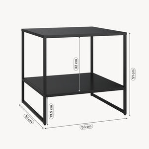 Sidobord Salsnes 53x51x51 cm med hylla Stål Svart [en.casa]