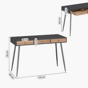 Skrivbordstumba 115x48x76 cm Svart/Valnötsoptik [en.casa]