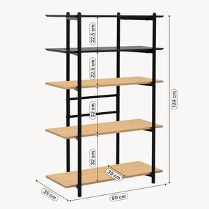 Bokhylla Kappespoo 124x80x35 cm Svart/Eklook [en.casa]