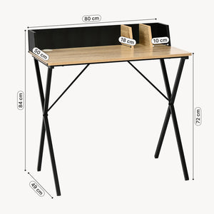 Skrivbord Kappespoo 84x80x50 cm Svart/Eklook [en.casa]