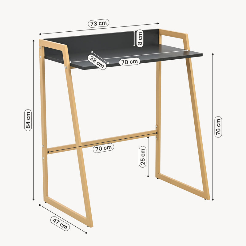 Måttskiss Skrivbord Kuomi 84x73x47 cm Beige/Mörkgrå [en.casa]