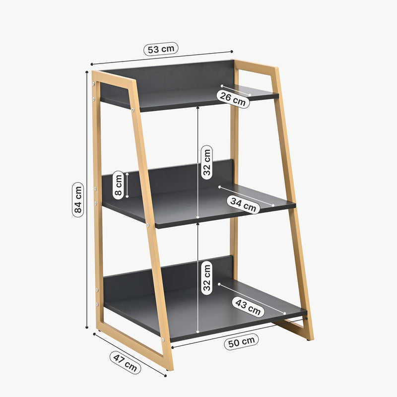 Måttskiss Hyllsystem Kuomi 84x53x47 cm Beige/Mörkgrå [en.casa]