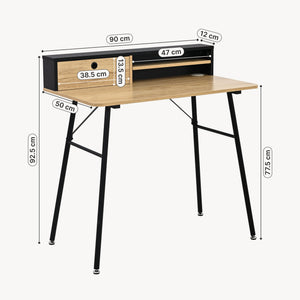 Skrivbord Var 93x90x50 cm Svart/Eklook [en.casa]