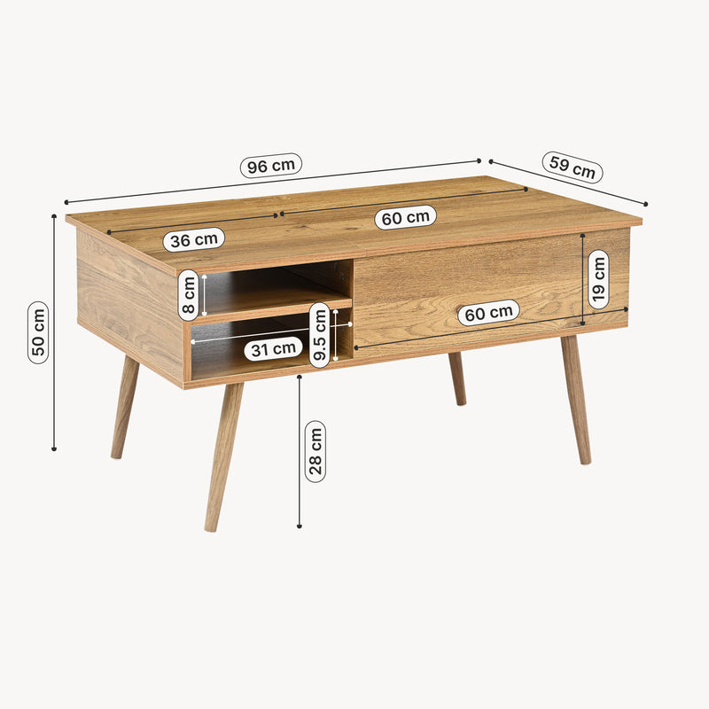 Måttskiss Soffbord Vasdabod med lyftskiva 96x59x50 cm eklook [en.casa]