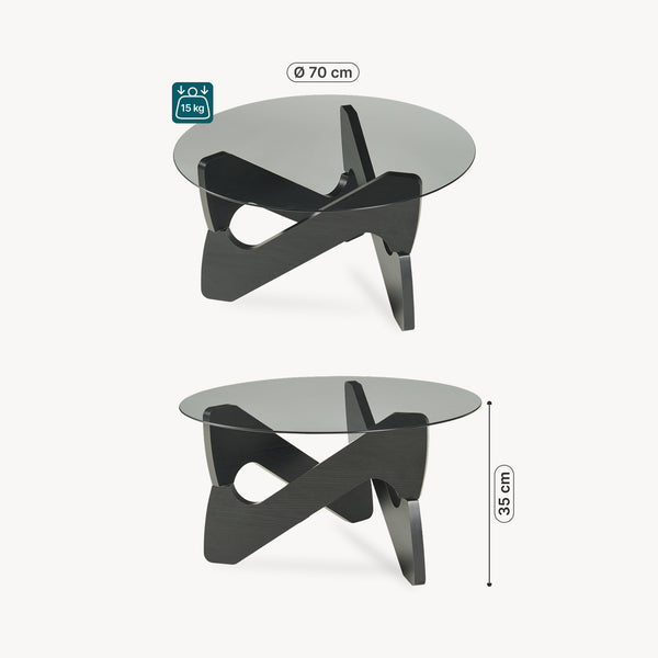 Soffbord Reypio Ø70x35 cm Svart/Grå [en.casa]