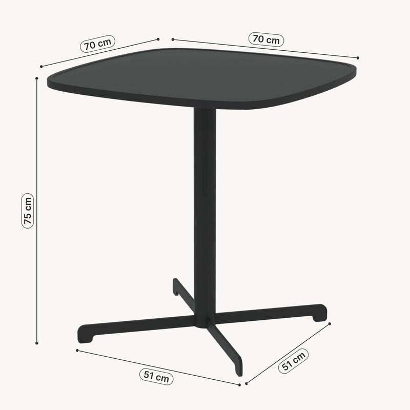 Måttskiss Utomhusbistromöbel Foggia 75x70x70 cm stål antracitgrå [casa.pro]