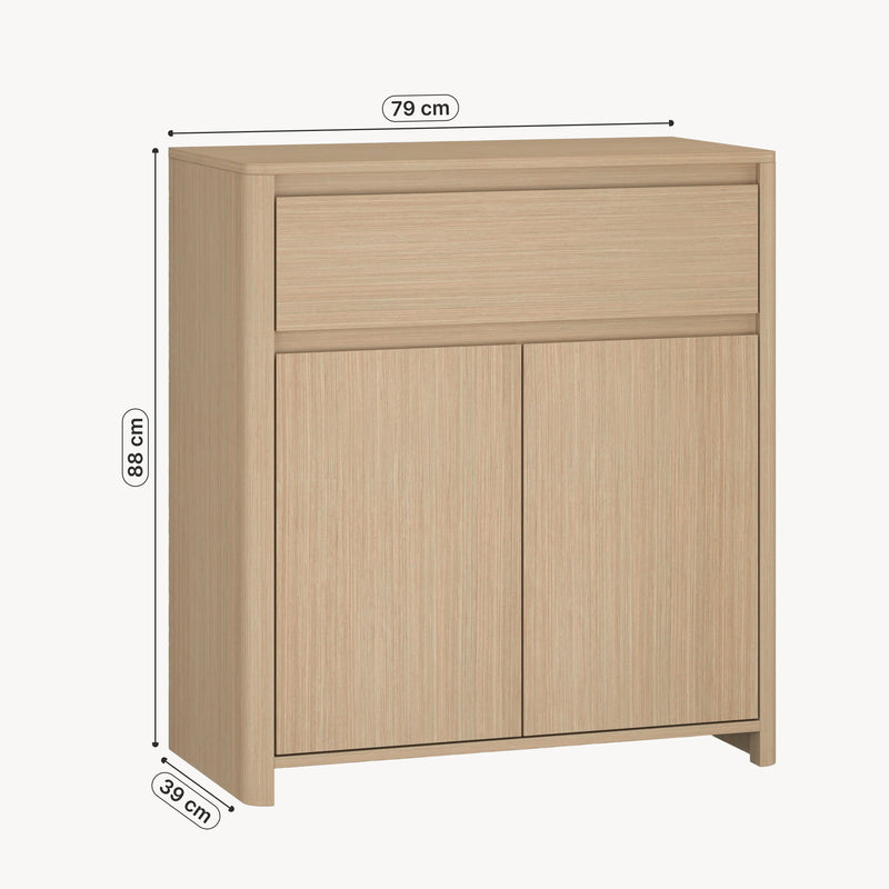 Måttskiss Sidobord Takranmaa 88x79x39 cm Eklook [en.casa]