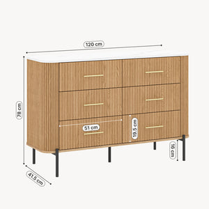 Byrå Kokunse med 6 lådor 120x42x78 cm eklook [en.casa]