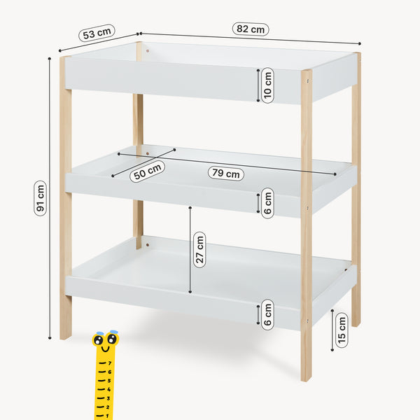 Skötbord Oupilu med 2 hyllor 91x82x53 cm Vit [en.casa]