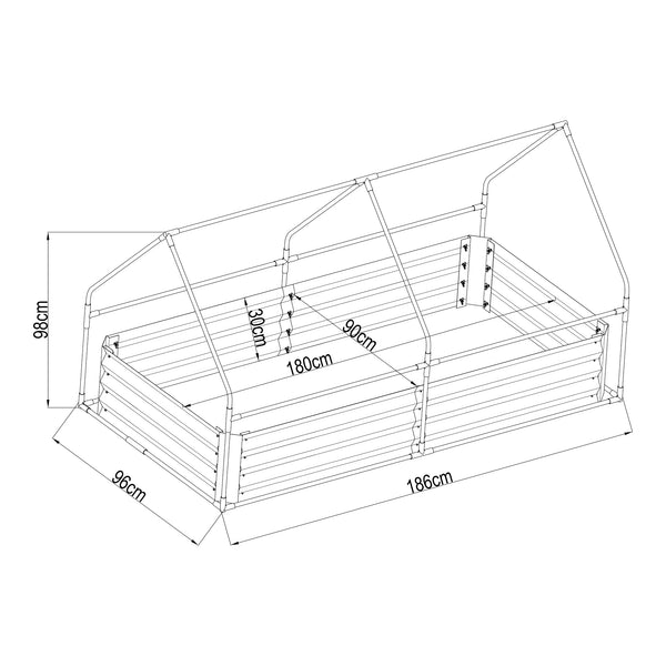 Upphöjd bädd med växthus Balsorano 186x96x98 cm [en.casa]