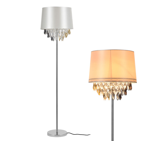 Elegant golvlampa - Royality 1 x E27 - 60W - vit/  krom