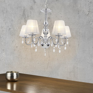 [lux.pro]® Elegant ljuskrona Isabelle-femarmad-5xE14-krom/vit 