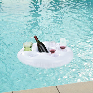 Uppblåsbar pool bar med drickhållare plats för 7 glas vit [casa.pro]