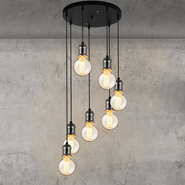 [lux.pro]® Taklampa Vertimai-svart / silver-7 x E27max.60W 