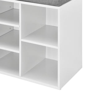 [en.casa] Skohylla/Skoskåp/Bänk med skoförvaring-Vit/Grå-103x30x48cm