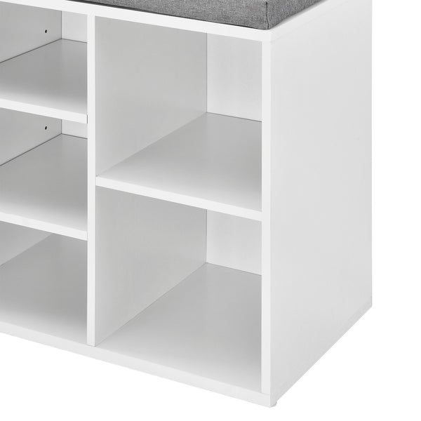 [en.casa] Skohylla/Skoskåp/Bänk med skoförvaring-Vit/Grå-103x30x48cm