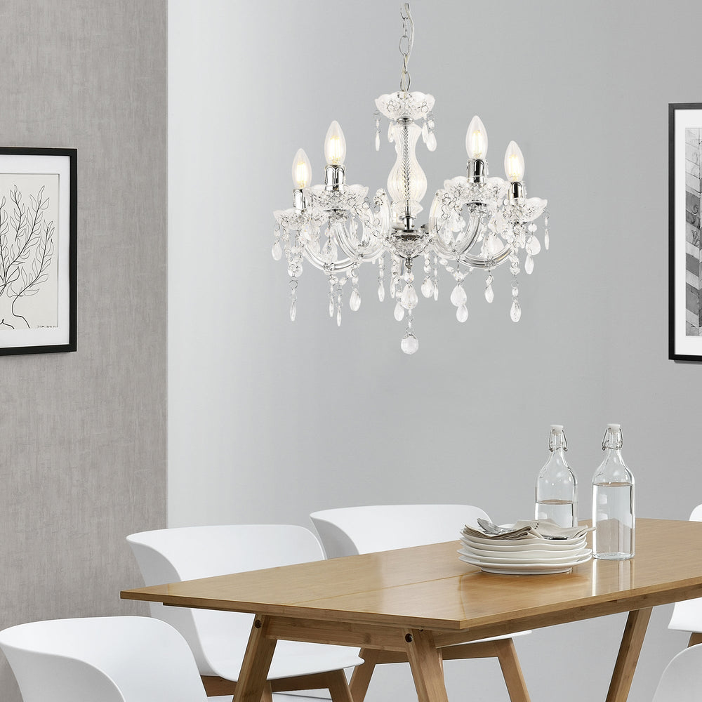 Kronljus Weimar 5x E14 Ø35 x 145 cm Kristall/Vit lux.pro - premiumXL
